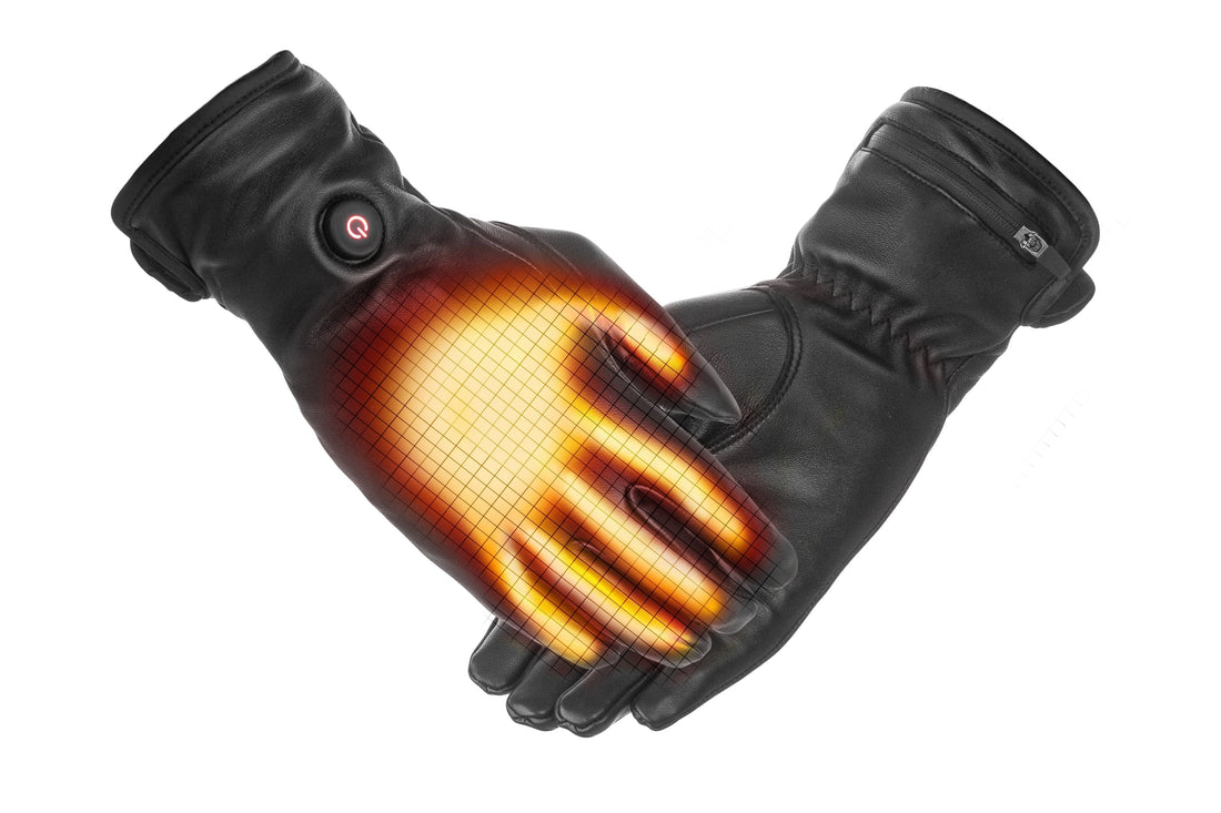 Gants chauffants en cuir pour femmes - USB | Cuir d’agneau